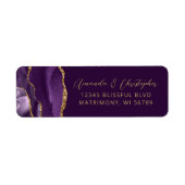 Agate Paarse Plum Wedding Retouradres Etiket (Voorkant)