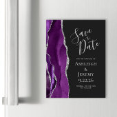 Agate Paarse Silver Dark Magnetic Save the Date