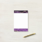 Agate Paarse Violet Gold Glitter Geode Gemstone Post-it® Notes (Op bureau)