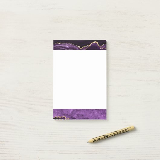 Agate Paarse Violet Gold Glitter Geode Gemstone Post-it® Notes (Op bureau)