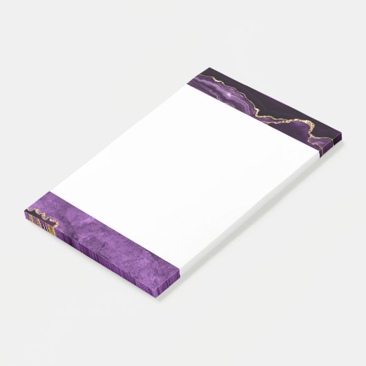 Agate Paarse Violet Gold Glitter Geode Gemstone Post-it® Notes (Schuin)