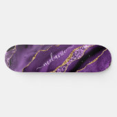 Agate Paarse Violet Gold Glitter Geode Jouw naam Persoonlijk Skateboard (Horizontaal)