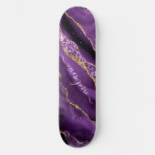Agate Paarse Violet Gold Glitter Geode Jouw naam Persoonlijk Skateboard (Voorkant)