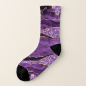 Agate Paarse Violet Gold Glitter Geode Socks Sokken (Links - buitenkant)