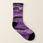 Agate Paarse Violet Gold Glitter Geode Socks Sokken (Links binnenkant)