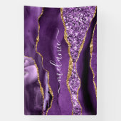 Agate Paarse Violet Gold Glitter Jouw naam Banner (Verticaal)