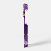 Agate Paarse Violet Gold Glitter Jouw naam iPhone Hoesje (Linkerkant)