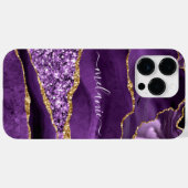 Agate Paarse Violet Gold Glitter Marble Jouw naam Case-Mate iPhone Case (Achterkant (horizontaal))