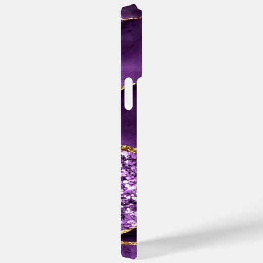 Agate Paarse Violet Gold Glitter Marble Jouw naam Case-Mate iPhone Case (Achterkant / Rechts)