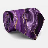 Agate Paarse Violet Gold Glitter Sparkle Stropdas (Opgerold)