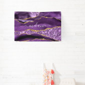Agate Paarse Violet Gouden Glitter Geode Aangepast Spandoek (Insitu)