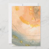 Agate Peach Hand Waterverf en Faux Gold Wedding Kaart (Achterkant)