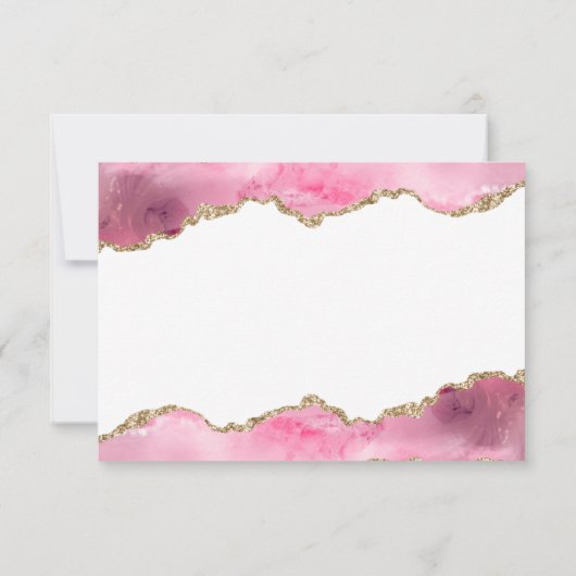 Agate Pink Burgundy Gold Glitter Geode Wedding RSVP Kaartje (Achterkant)