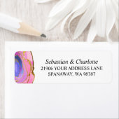 Agate Pink Waterverf Ombre Modern Gold Adres Etiket (Insitu)