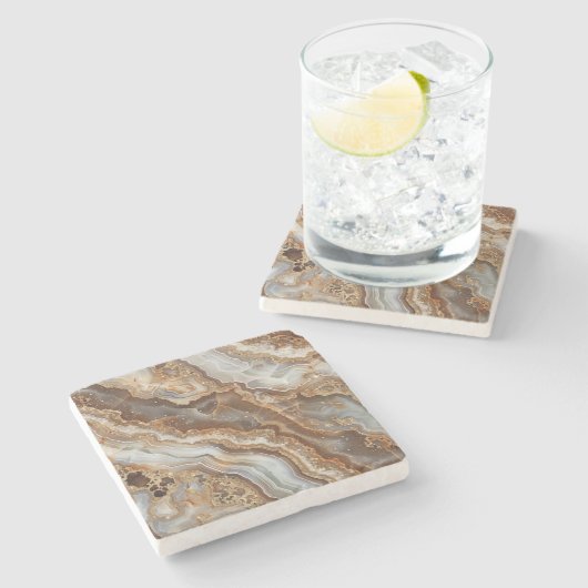 Agate Print Stenen Onderzetter (Zijkant)