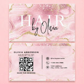 Agate QR Code Hair Stylist Moderne Typografie Visitekaartje