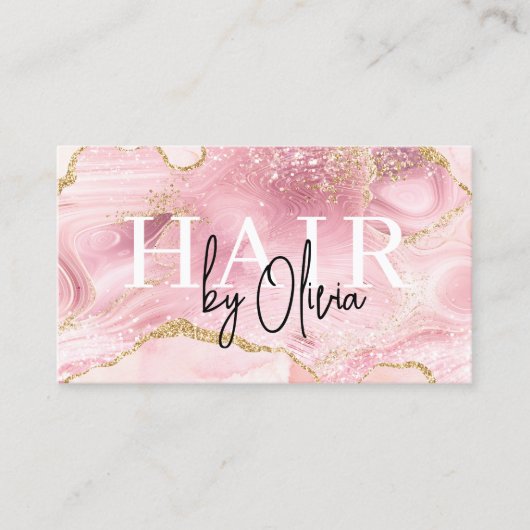 Agate QR Code Hair Stylist Moderne Typografie Visitekaartje (Voorkant)