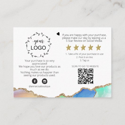 *~* AGATE QR Logo DANK U Review AP8 Rainbow Informatiekaartje (Achterkant)