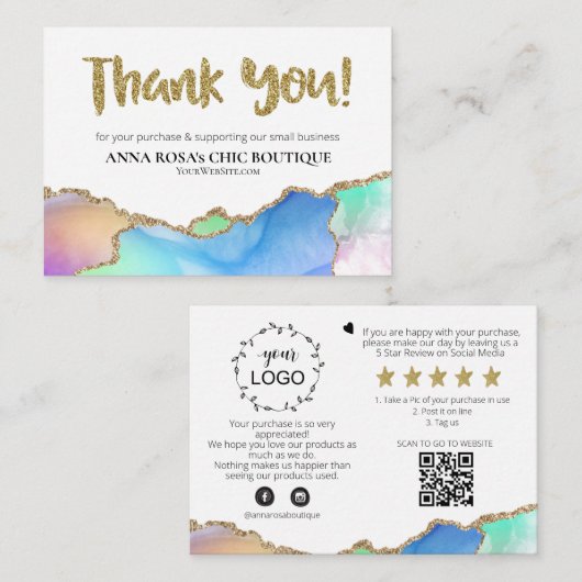 *~* AGATE QR Logo DANK U Review AP8 Rainbow Informatiekaartje (Voorkant / Achterkant)