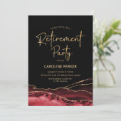 Agate Red Black Gold Retirement Party Kaart (Staand voorkant)