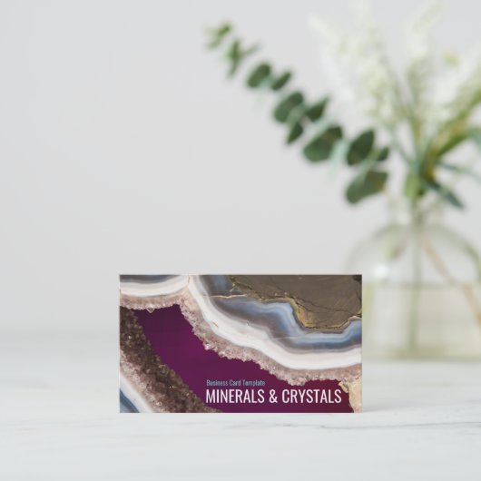 Agate Rock Geode Amethyst Crystals Visitekaartje (Staand voorkant)
