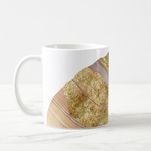*~* Agate Rock Waterverf Gold Glitter Geode Koffiemok (Links)
