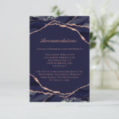 Agate Roos Gold Foil marine Wedding Accommodations Informatiekaartje (Staand voorkant)