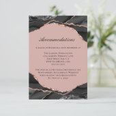 Agate Roos Gold Foil Wedding Accommodations Informatiekaartje (Staand voorkant)