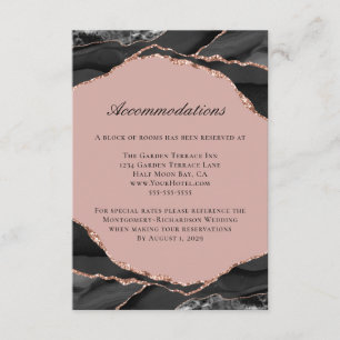 Agate Roos Gold Foil Wedding Accommodations Informatiekaartje