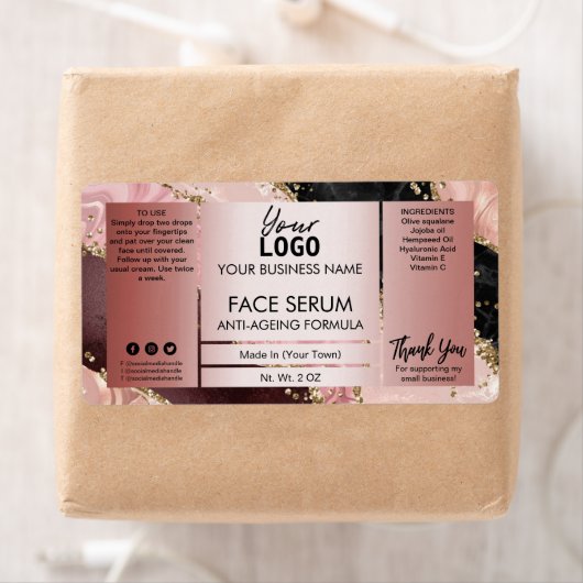 Agate Roos Gold met glitter-face-hakselserum Etiket (Insitu)