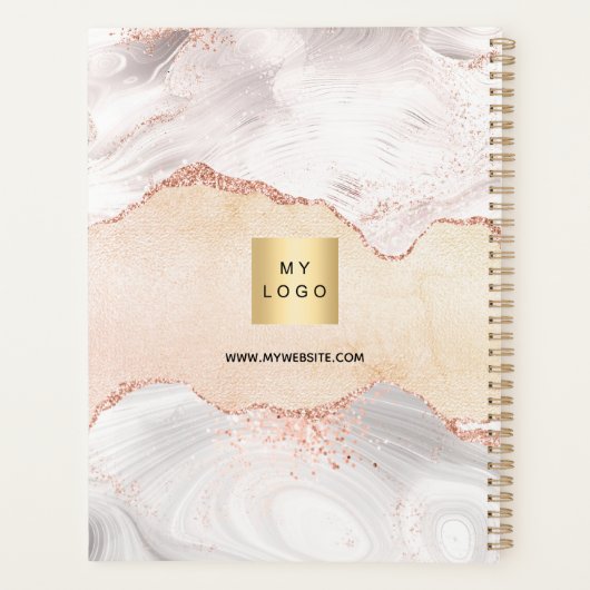 Agate roos gouden business logo elegant 2026 planner (Achterkant)