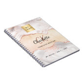 Agate roze goud logo monogram elegant zakelijk notitieboek (Rechterzijde)