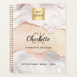 Agate roze goud monogram logo zakelijk 2027 planner