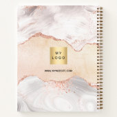 Agate roze gouden logo monogram elegante zaken- notitieboek (Achterkant)