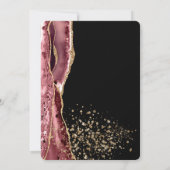 Agate Roze Zwart Roos Gouden Glitter 16e Verjaarda Kaart (Achterkant)