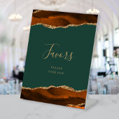 Agate Rust Gold Green Wedding Favorieten Reclamebord Met Voetstuk