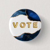 Agate Saffier met Gouden Aders Stem Ronde Button 3,2 Cm (Voorkant)