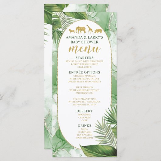 Agate Sage Green en Gold Menu (Voorkant / Achterkant)