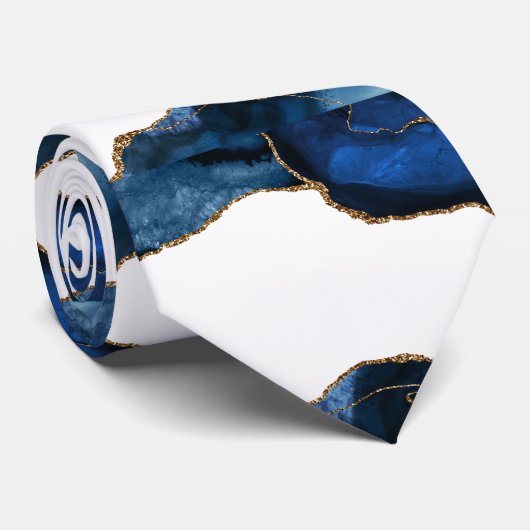 Agate Sapphire with Gold Veins Stropdas (Opgerold)