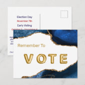 Agate Sapphire with Gold Veins Vote Briefkaart (Voorkant / Achterkant)