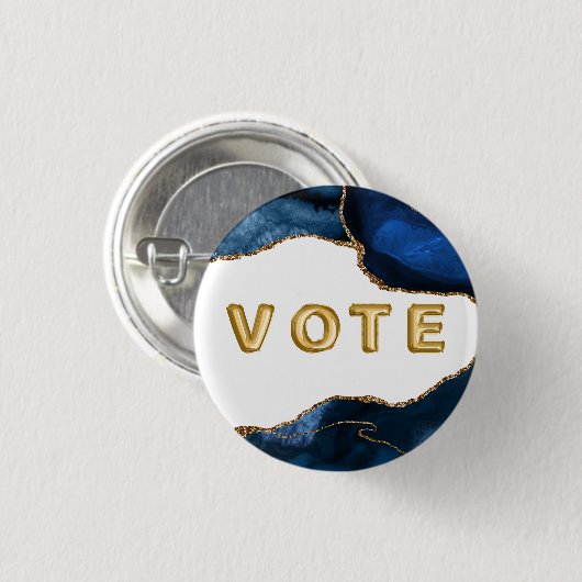 Agate Sapphire with Gold Veins Vote Ronde Button 3,2 Cm (Voorkant /achterkant)