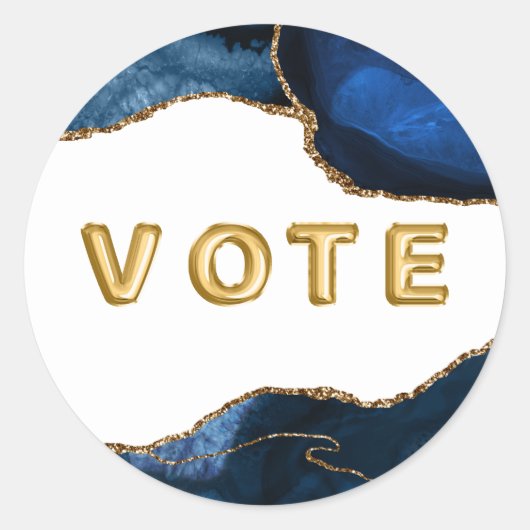 Agate Sapphire with Gold Veins Vote Ronde Sticker (Voorkant)