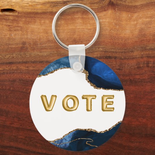 Agate Sapphire with Gold Veins Vote Sleutelhanger (Achterkant)