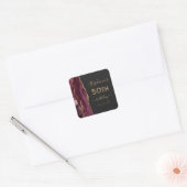 Agate Script Burgundy Goud Donker 50ste Verjaardag Vierkante Sticker (Envelop)