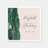 Agate Script Emerald Green Roos Gold Blush Wedding Servet (Voorkant)