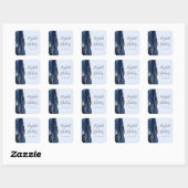 Agate Script Navy Lichtblauw Gouden Trouw Vierkante Sticker (Vel)