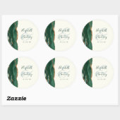 Agate Script Smaragdgroen Goud Ivoor Trouw Ronde Sticker (Vel)