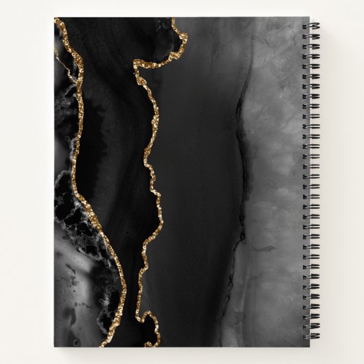 Agate Script Zwart Goud Bourgogne Wedding Gast Notitieboek (Achterkant)