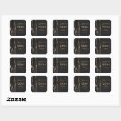 Agate Script Zwart Goud Donker 50ste Verjaardag Vierkante Sticker (Vel)