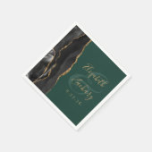 Agate Script Zwart Goud Smaragdgroene Trouw Servet (Hoek)